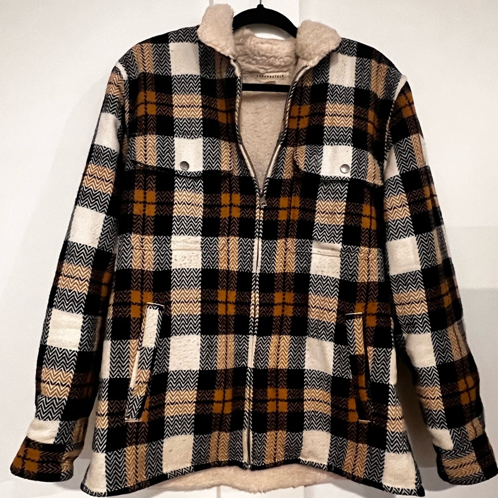 Aeropostale Neutral-Tone Jacket with Sherpa Lining l M
